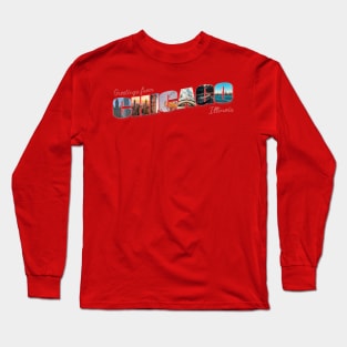 Greetings from Chicago in Illinois Vintage style retro souvenir Long Sleeve T-Shirt